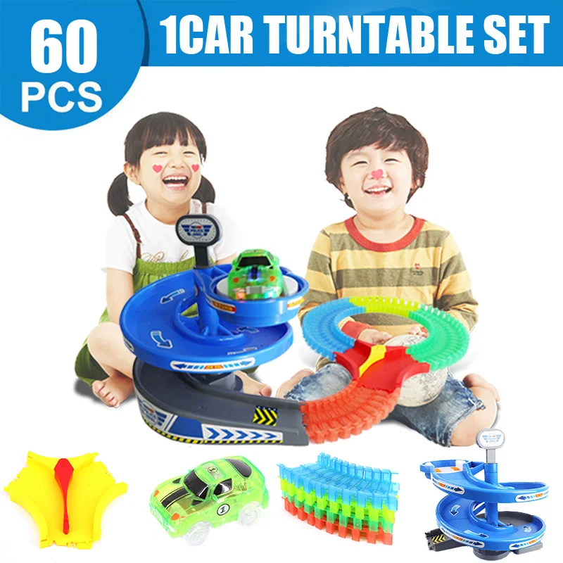

For Magic Track Collection Curved Track Roller Coaster Spiral up turntable Toy car Kid's gifts Glow Racing toys for children