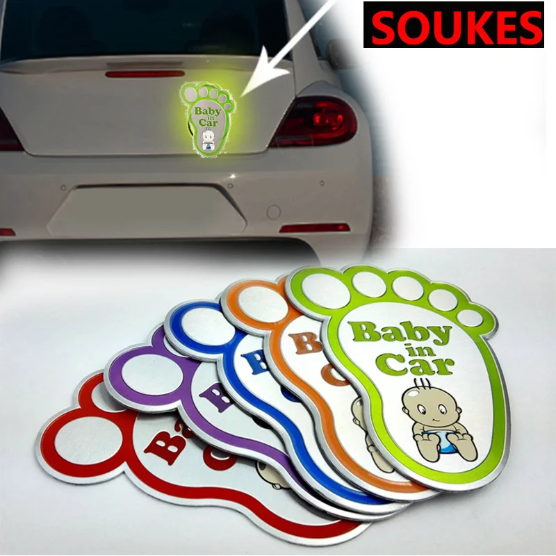 

3D Aluminum Baby In Car Reflective Warning Sticker For Subaru Forester Impreza Kia Ceed Rio Citroen C4 C3 Fiat BMW E70 G30 E30