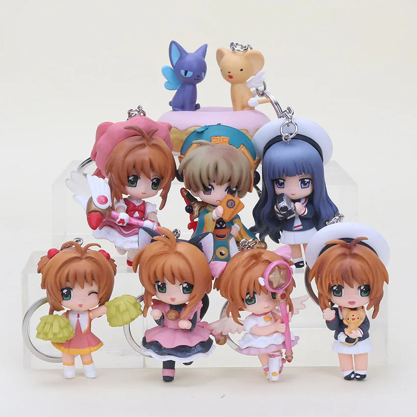 

Card Captor Cardcaptor Sakura Figure Keychain KINOMOTO SAKURA PVC Keyring Pendant Key Ring Key Chains 5-7cm