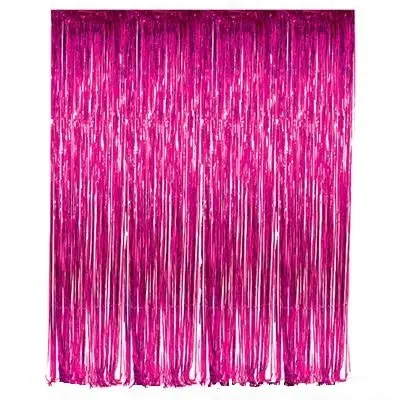 

Fuchsia Tinsel Foil Fringe Curtain-3x8ft-Big Quantity more discount