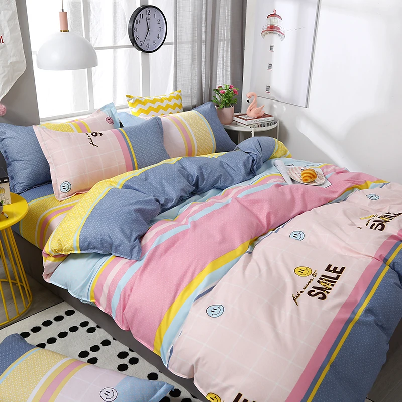 

3/4pcs/set Brief Cartoon Printing Textile Bedding Set Include Duvet Cover &Sheets&Pillowcases Cover Comfortable Home Bed Set