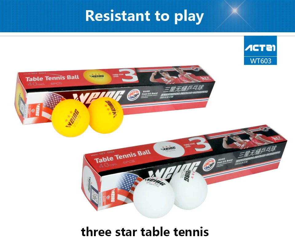 WEING WT603 коробка шесть 40 мм samsung бесшовные Настольный теннис Оранжевый Желтый Белый Настольный теннис специальный мяч