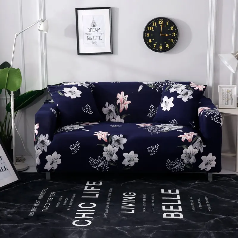 Navy Blue Sofa Cover Tight All inclusive Slipcover Elasic Furniture Protector Wrap single/double