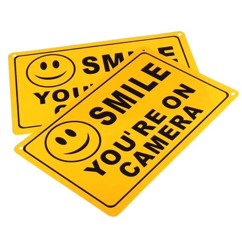 2pcs SMILE YOU'RE ON CAMERA Business Warning Sadoun.com