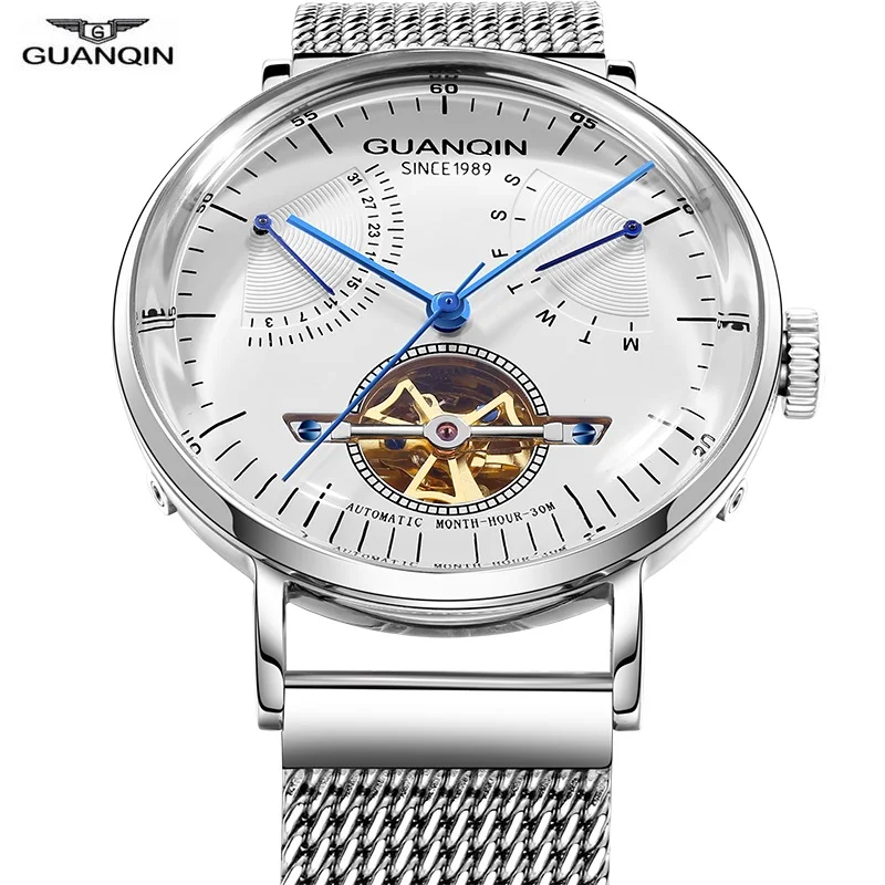 

GUANQIN Watch Men GJ16113 Mens Watches Top Brand Luxury Automatic Mechanical Watches Flywheel Stainless Steel Wristwatch 2024