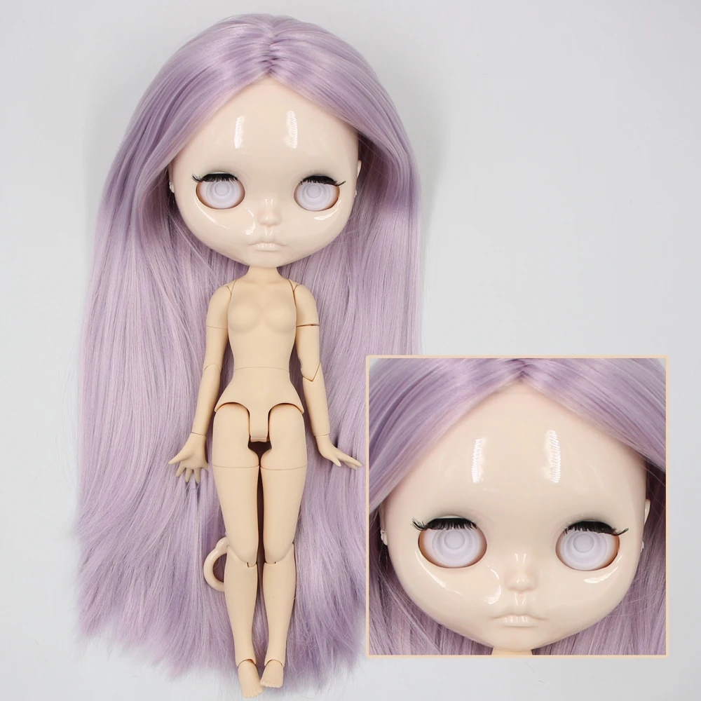 

ICY Nude Blyth Doll No.BL1049/2352 Purple mix Pink hair without eyechips Carved lips customized face Joint body 1/6 bjd