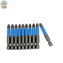 AUTOTOOLHOME 10 шт. PH1 PZ1 PZ2 PZ3 Отвертка Набор бит шестигранный, магнитный Противоскользящий Phillips Электрический L 25 50 мм аксессуары для электроинструмента