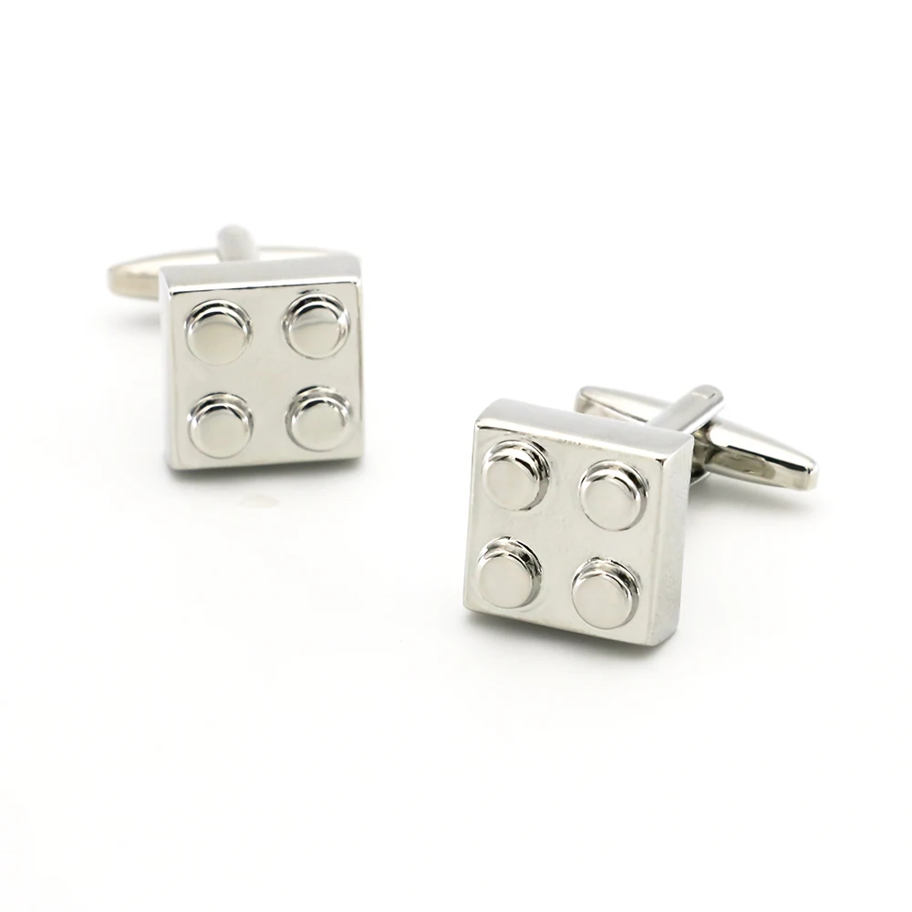 

Men's Building Blocks Cuff Link Copper Material Silver Color