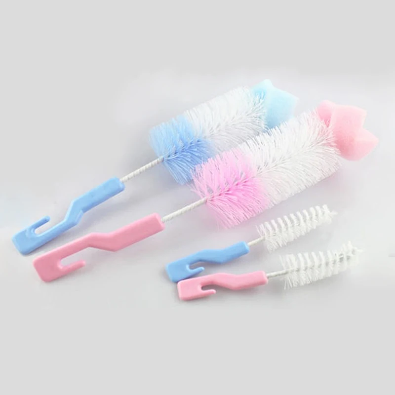2pcs/set High Quality Baby Bottle Cleaning Brush Long Handle Sponge