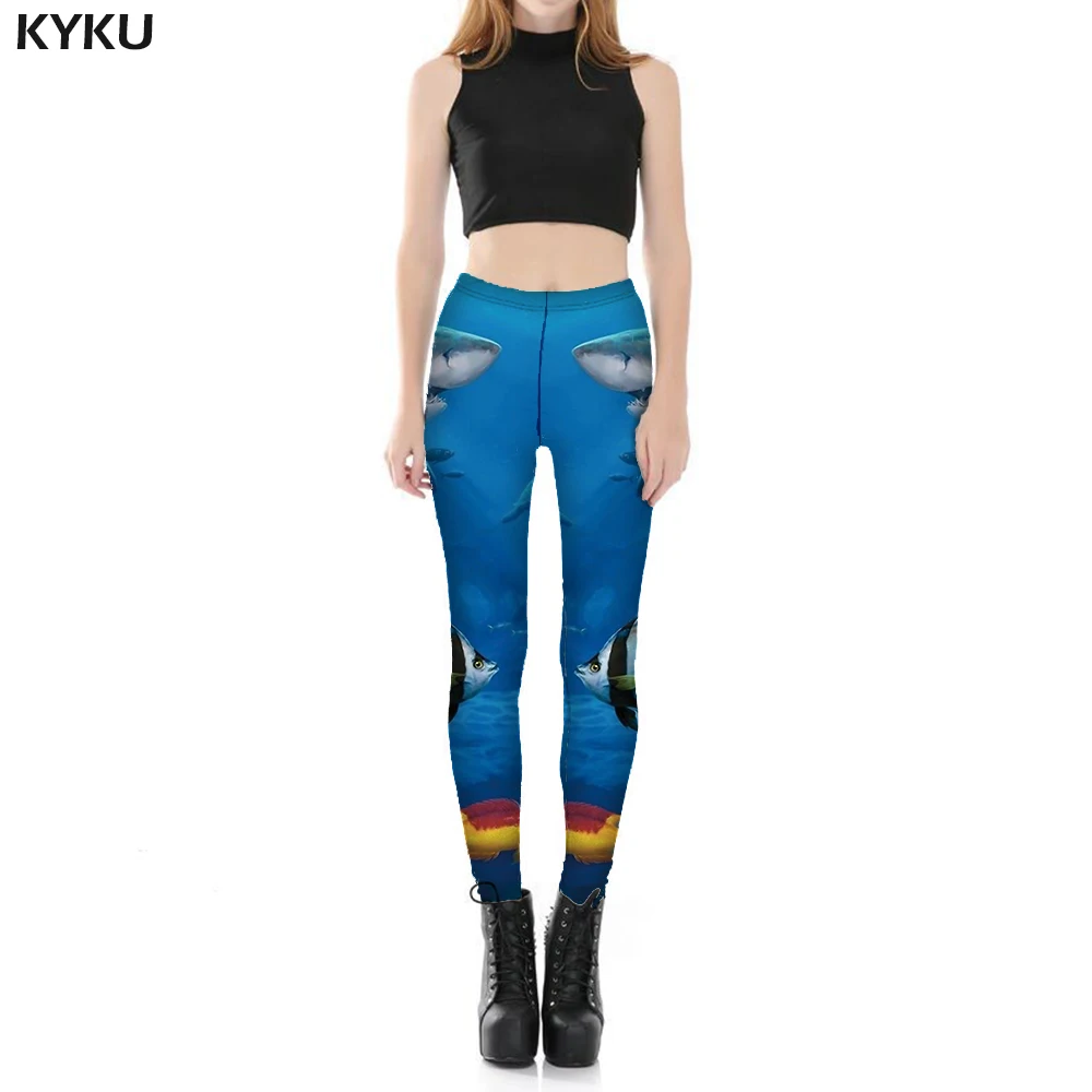 

KYKU Brand Fish Leggings Women Animal Ladies Turtle Printed pants Tropical Trousers Fishinger Sexy Womens Leggings Pants