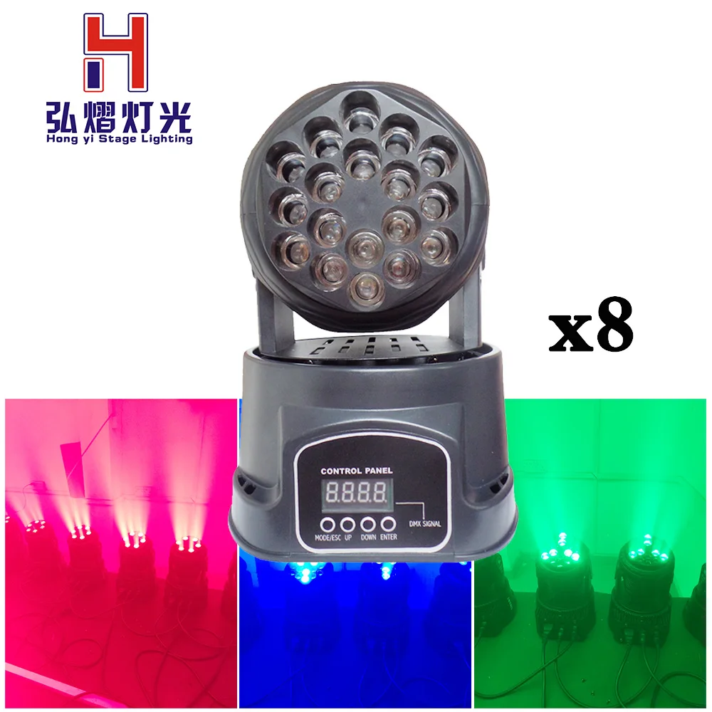 

8pcs/lot Beam Moving Head Light RGB 18x3W Perfect for Mobile For LED Disco Party Stage Lighting