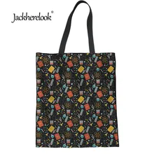 Jackherelook/Льняная сумка для женщин с рисунком, сумка для покупок, многоразовая Складная Женская Экологичная сумка, женская сумка для покупок, Bolsa Mujer