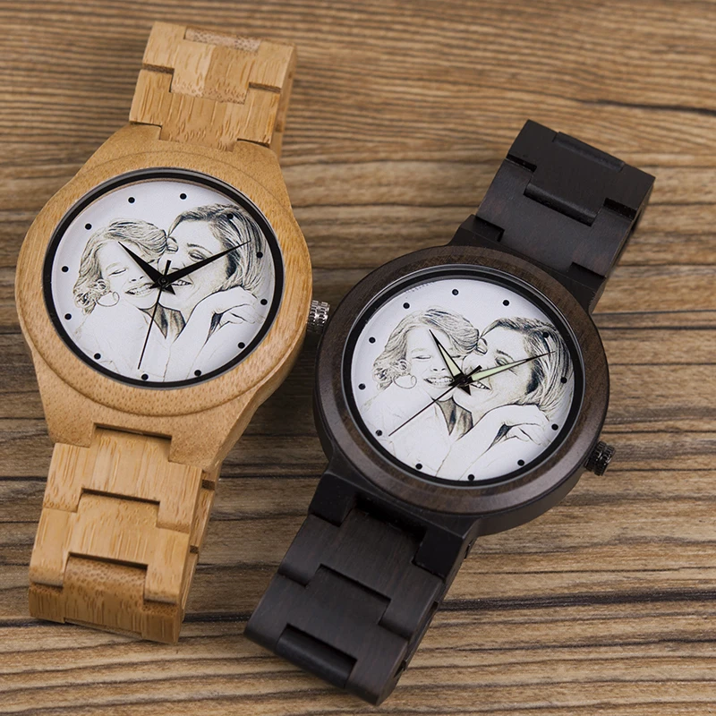 BOBO BIRD Custom Picture Watches Men Women Lovers' Quartz Analog Watches Casual Cool Watch Engrave Logo