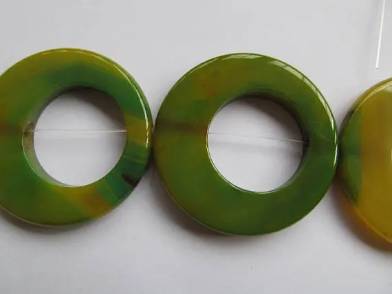 

high quality 50mm full strand natural agate onyx round oval loop circles Donut stone green yellow red white black mix bead neckl