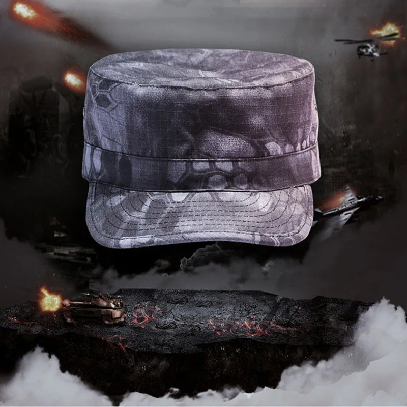 

Army camouflage Flat Top Mens Women Caps Hat Windproof Sunproof Casual Breathable Military Hats Men Cadet Military Patrol Cap F5