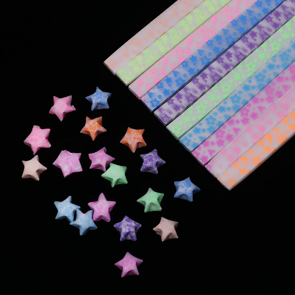 Happy Glow in Dark Lucky Star Origami 210pcs/lot Fluorescence Folding Strip Paper Best Wishes Handcraft Gift Craft Paper Decor