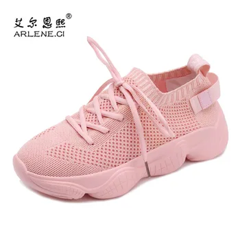 

2018 Hot Sale Pink Sneakers Running Shoes for Women Outdoor Breathable Air Mesh Height Increasing Athletic Woman Sports Shoes