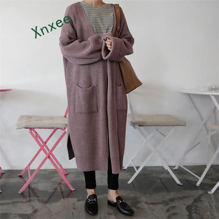 

Xnxee Fashion Long Cardigan Women 2019 Fashion Harajuku Loose Knit Sweater Women Casual Black Oversized Jacket Coat Autumn