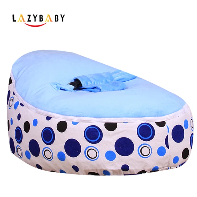 Lazybaby Medium Blue Circle Baby Bean Bag Chair Kids Bed For Sleeping Folding Newborn Seat