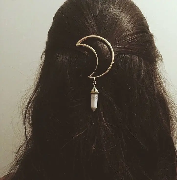 

Mling Moon Hairpins Hair Clips Hairgrip Hair Accessories Natural Stone Pendant Girls Hair Pins horquillas de pelo para mujer ED5