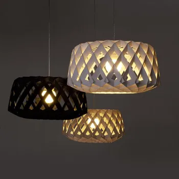 

Modern Retro wood woven wooden birdcage chandelier Nordic style restaurant room lamp Handmade Wood LED Hanging Lighting Light