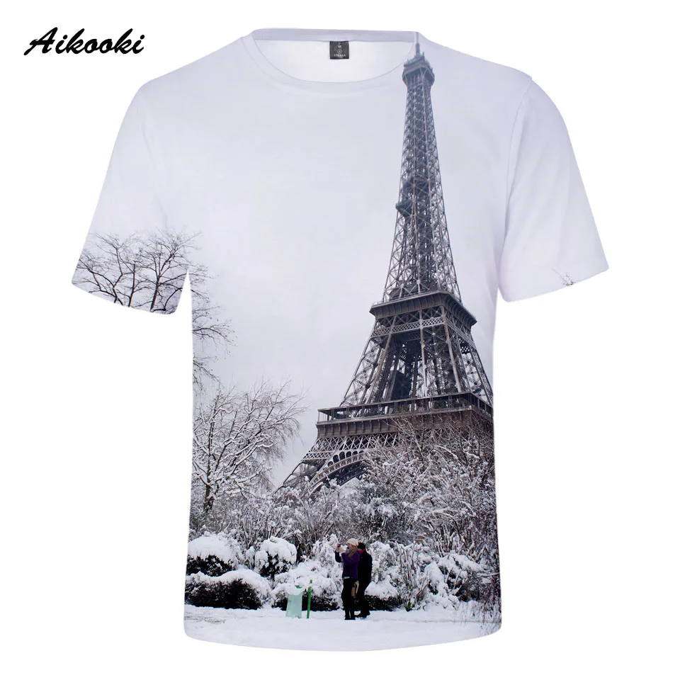 

France Paris Eiffel Tower 3D Full Fashion T-shirts Men/Women Summer Ventilation 3D Eiffel Tower Boy/Girl Popular Casual T-Shirt