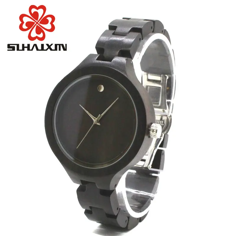 

SIHAIXIN Wood Ladies Watch For Woman Luxury Famous Brand Bamboo Wooden Wristwatch Design Quartz Lady Black Clock Female Feminino