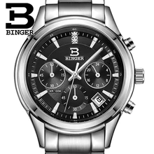 Switzerland BINGER men’s watch luxury brand Quartz waterproof men watches full stainless steel Chronograph clock BG6019-M4