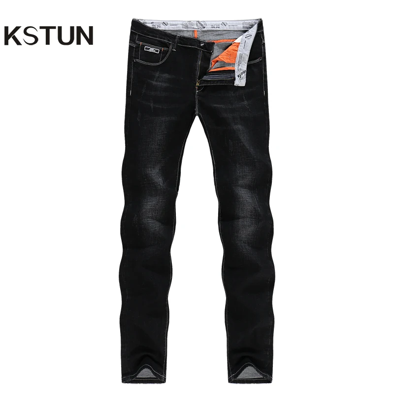 KSTUN Jeans for Men Famous Brand Black 2018 Winter Stretch Business Casual Slim Fit Male Straight Classic Trousers High Quality 