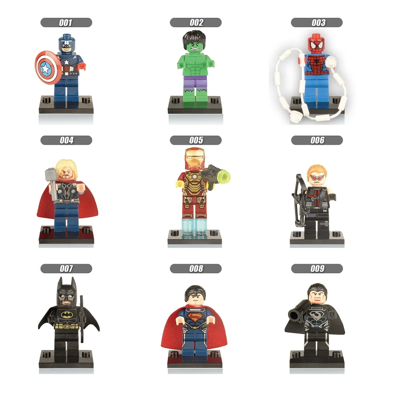 

Single Sale Super Heroes Captain America Thor Iron Man Spiderman General Zod Hulk Avengers Building Blocks Toys Figures