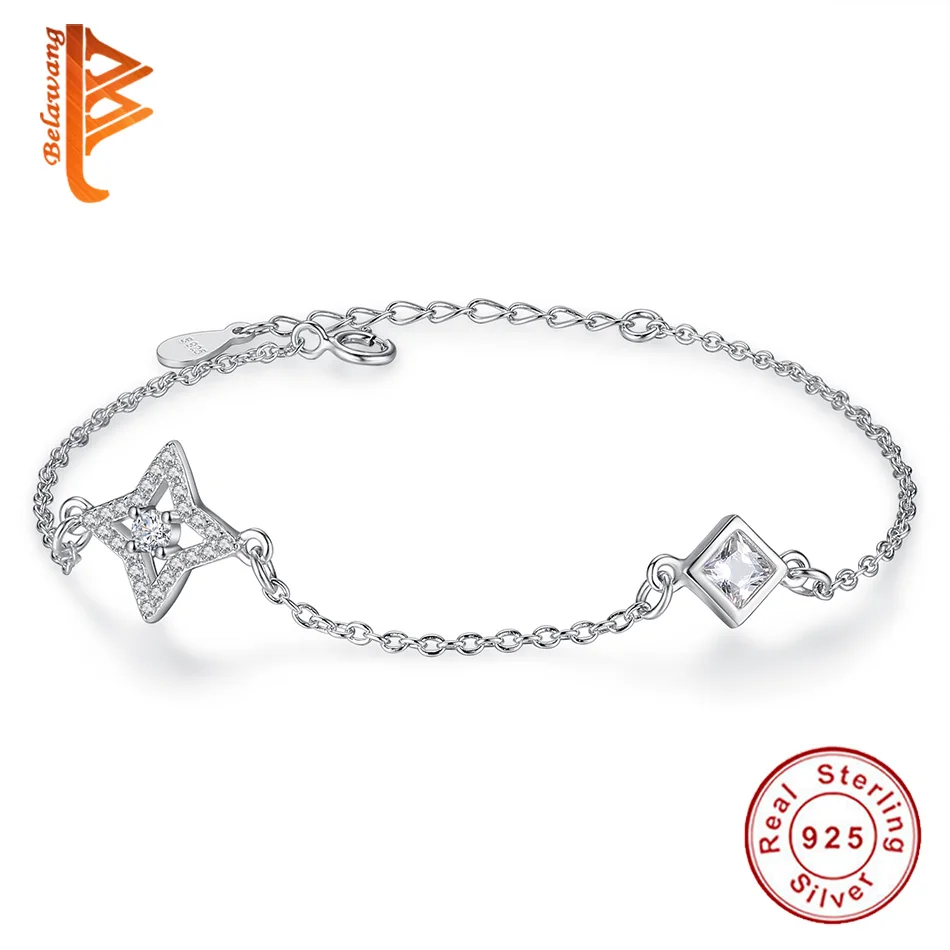 

2018 New Fashion 925 Sterling Silver Bracelet for Women CZ Crystal Twinkle Star Charms Bracelets & Bangles Friendship Jewelry
