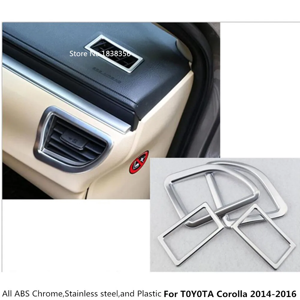 

Car style garnish cover frame lamp trim ABS chrome front Air condition Outlet Vent 4pcs For Toyota Corolla Altis 2014 2015 2016