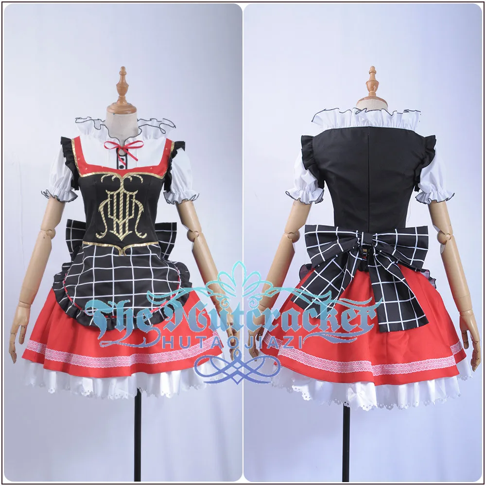 x_01 Game LoveLive!Sunshine!! Aqours Bremen Band Kunikida Hanamaru Cosplay Costume Women Short Sleeve Dress Apron Stockings Hairpin  (1)