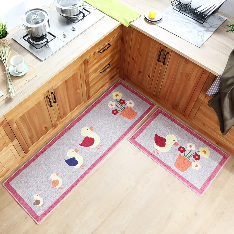 50x80CM+50x160CM Cute Chickens and Ducks Kitchen Mats for Floor Bathroom Entrance Mat Living