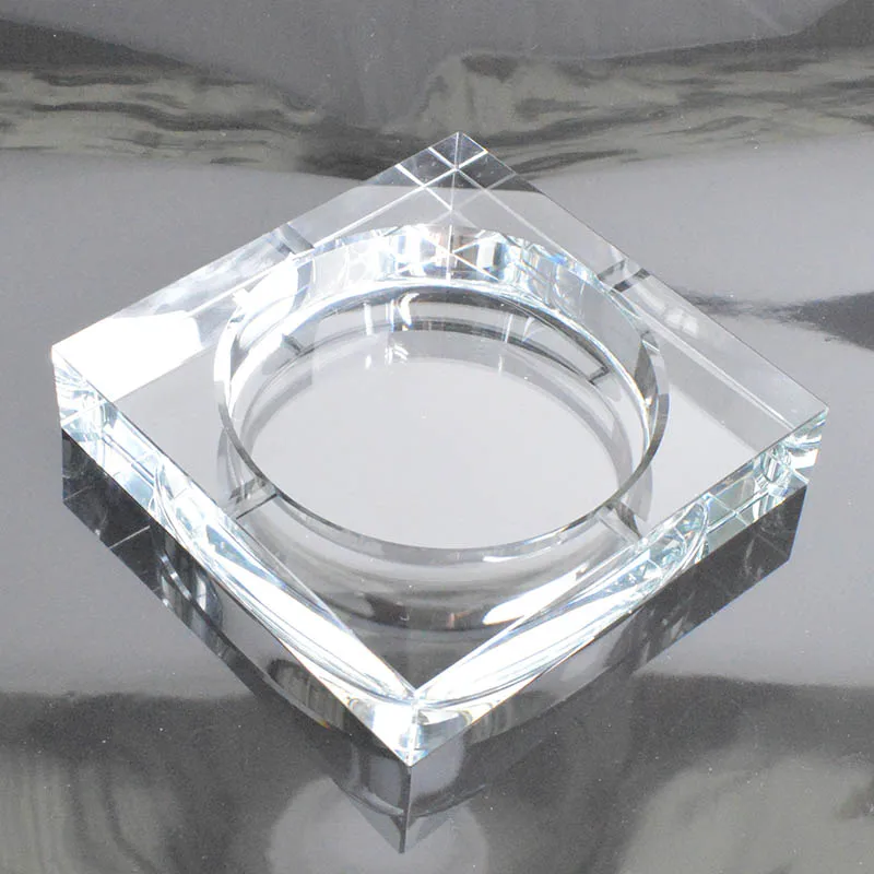 Square Crystal Ashtray for Home Decoration Fashion Business Gift 3 Size
