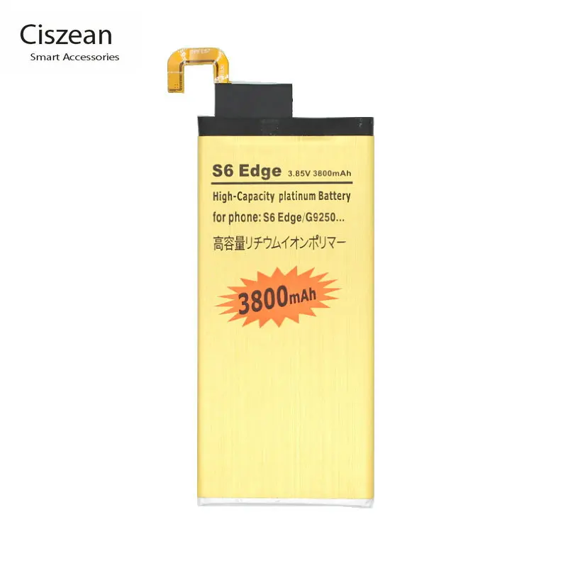 Ciszean 1x3800 mAh EB-BG925ABE запасная батарея золотого цвета для Samsung Galaxy S6 Edge G9250 G925F G925S G925A