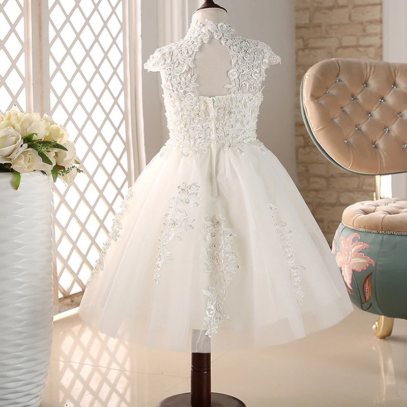Flower Girls Dresses Pageant Prom Party Ball Gowns Girl Princess Marriage Bead Dress Baby Adult bir