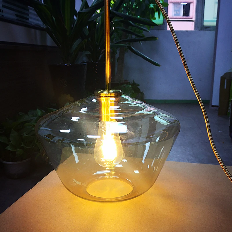 Glass Pendant Light Nordic Pendant Lamp Edison Pendant Light Brass Creative Minimalist E27 Lighting Lampshade For Restaurant