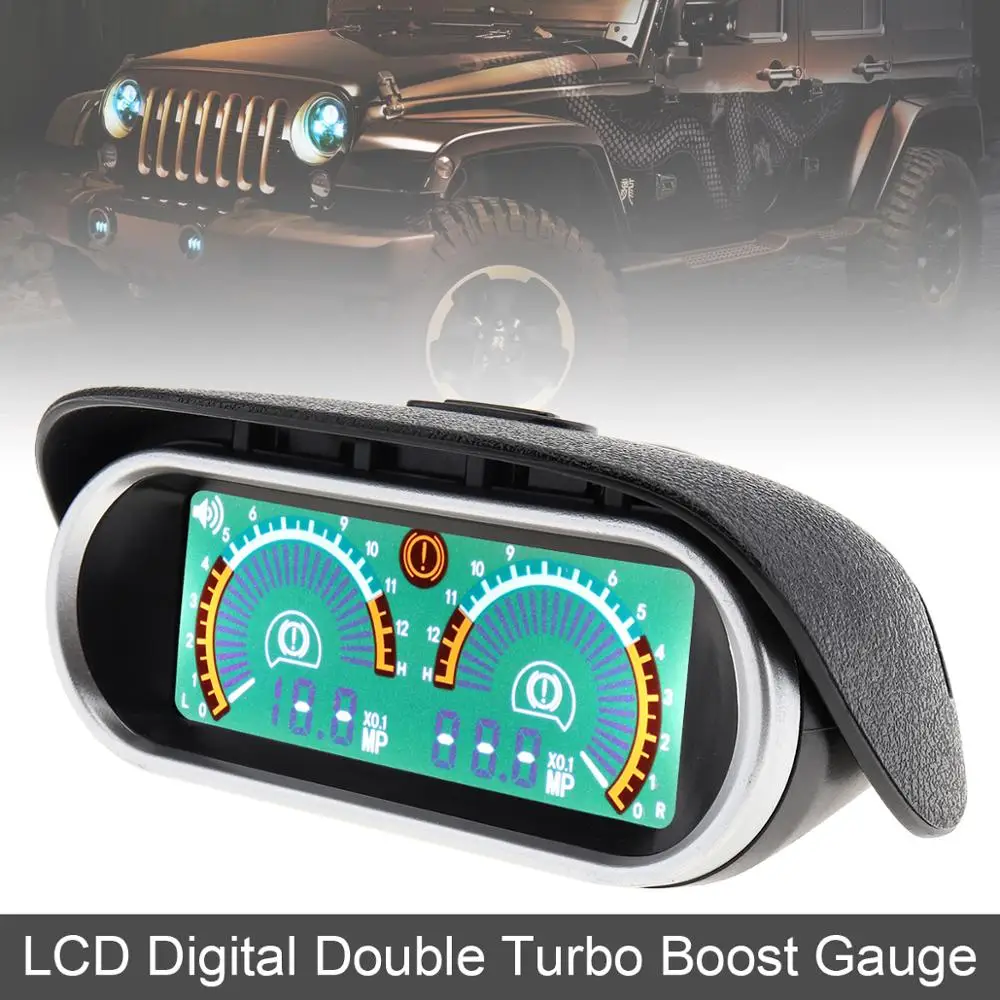 

12V 24V LCD Digital Racing Gauge Display Turbo Boost Gauge Double Barometer Boost Controller Kit Auto Instrument for Truck Car