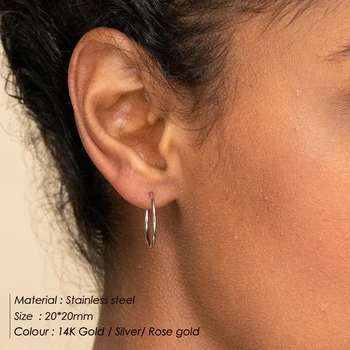 e Manco 20mm Circle Hoop Earring women Korean Style Thin Stainless Steel Earring for women Brand