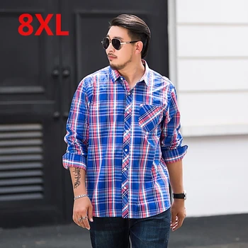 

Plus Large Size 10XL 9XL 8XL 7XL 6XL 5XL 4XL Mens Business Casual Long Sleeved Shirt Classic plaid Male Social Dress Shirts
