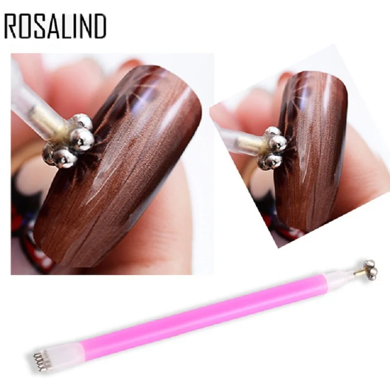 

ROSALIND Dual-Ended Magnet Stick DIY Nail Polish Flower Pattern Magnet Pen For Cat Eyes Gel Polish 3D Strip Grid Nail Art Tools