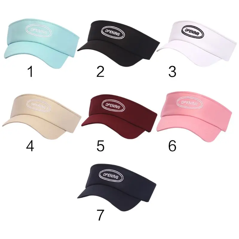 

Unisex Korean Opening Letter Embroidered Baseball Cap Empty Top Solid Color Adjustable Sport Outdoor Beach Sun Visor Hat 7 Color