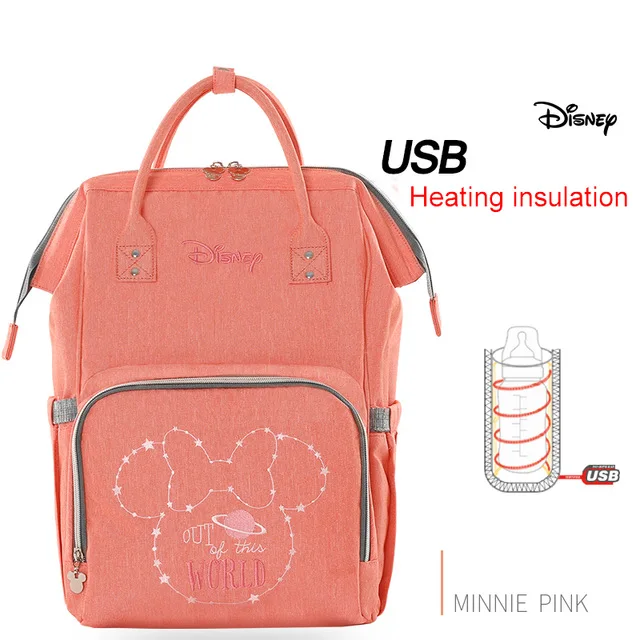 Disney Diaper Bag Backpack Mummy Minnie Mickey Big Capacity Travel Oxford Feeding Baby Handbag - Цвет: DS-03 Pink