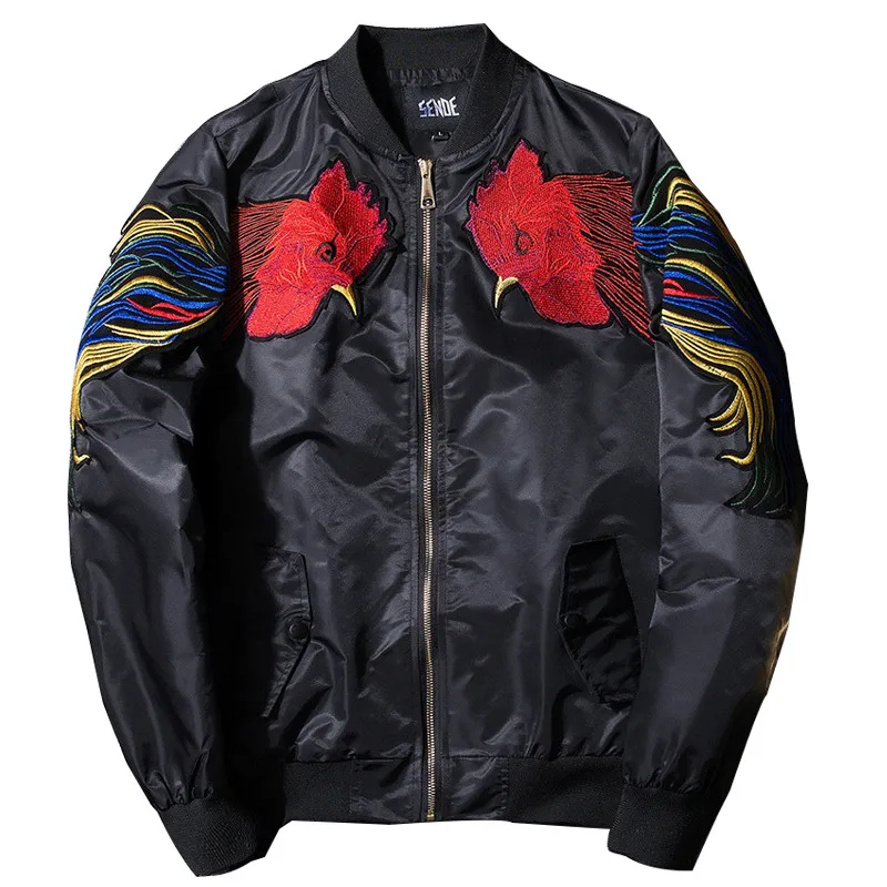 MORUANCLE модные Для мужчин вышитые Курточка Бомбер куртка varsity куртки Леттерман мужской полет верхняя одежда в стиле «Пилот» с вышивкой