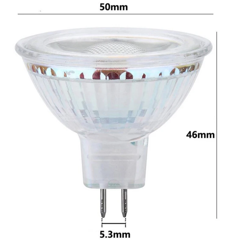 Высококачественный светодиодный прожектор MR16 12 В COB 5 Вт Супер яркая светодиодная лампа в виде стеклянного сосуда лампочка потолочный светодиодный светильник с подсветкой