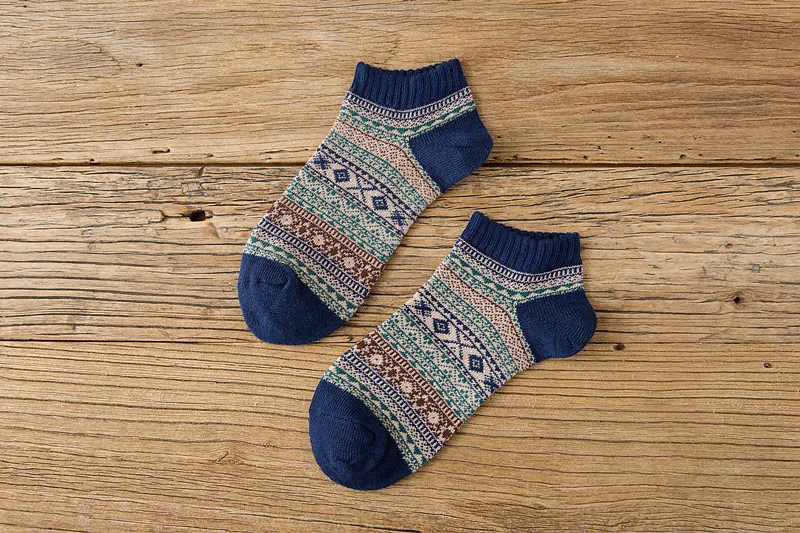 5 пар мужские носки Национальный стиль Винтаж модные мужские носки осень-зима дезодорант дышащий толстые линии хлопковые носки Meias мужчины