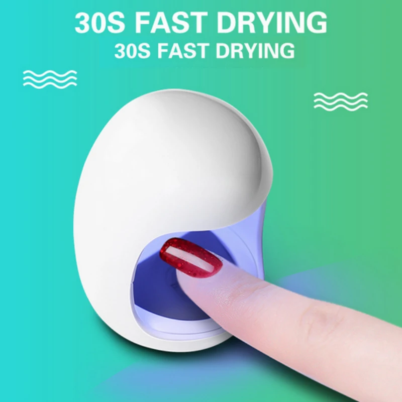 

New 9W Mini Portable LED Nail Lamp UV Nail Dryer Double Light USB Charge Sources Gel Polish Curing Lamp Machine Manicure Tool