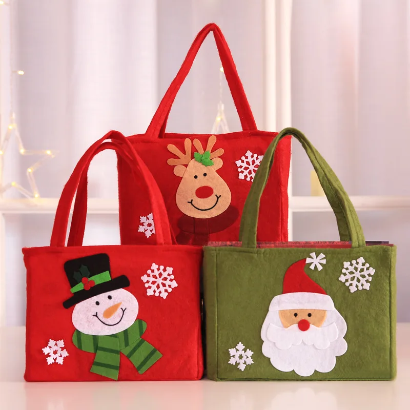 

3pcs Gift Bags Candy Box With Snowflake Festival Bags New Year Christmas Gift Bags For Small Shopping Bags