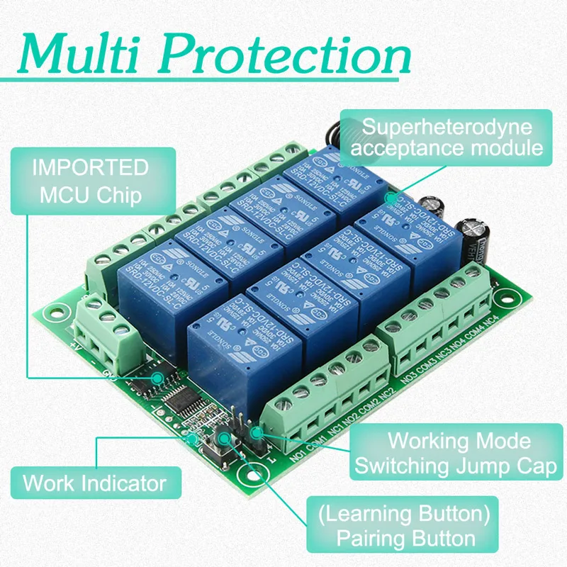 KTNNKG DC 12 В 8CH беспроводной пульт дистанционного управления приемник релейный модуль и 8 кнопок 433 МГц пульт дистанционного управления высокомощный РЧ передатчик